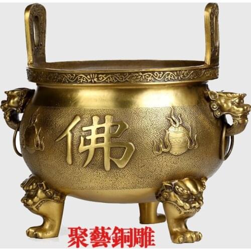 Furnace copper incense burner decoration daming xuande furnace three-legged tripod feng shui products