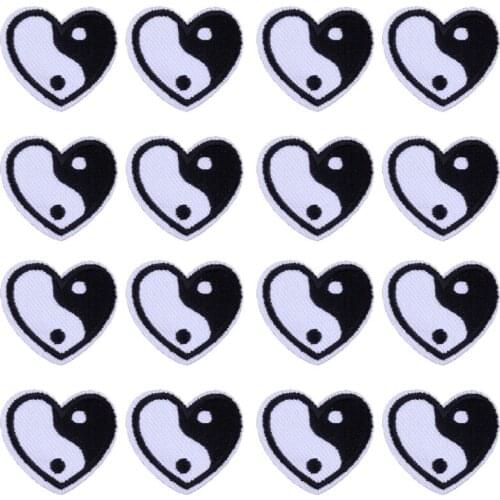 Prajna Wholesale 10PCS Tai Chi Embroidered Patches Chinese Style Iron On Badges Yin and Yang Stickers On Clothing Decal Bag DIY