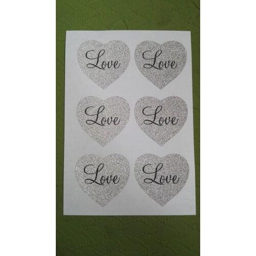 3.8cm Silver glitter heart shape stickers