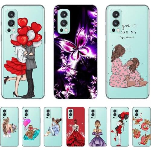 Silicon Case For OnePlus Nord 2 5G 6.43'' Clear Transparent Cute Coque Back Cover Flexible Shockproof Bumper Half-wrapped Case