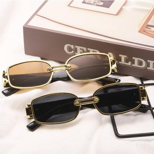 Ins Popular Fashion Small Rectangle Women Luxury Sunglasses Brand Designer Vintage Punk Men Sun Glasses Shades