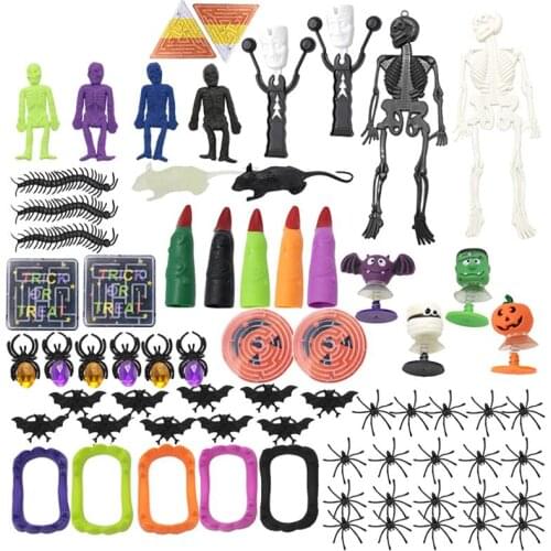 69pcs Halloween Party Prank Props Scary Fake Mice Spider Centipede Toy Set