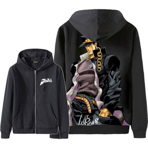 Men Hoodie JOJOS Bizarre Adventure Sweatshirts JoJo Hoodies Harajuku Pullover Tops Casual Zipper Coat Hooded Sweater Clothing
