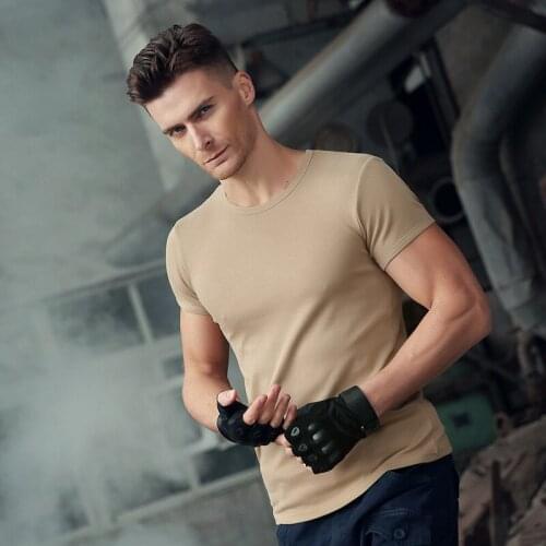 Outdoor Military Tactical Men Pure Cotton Breathable Slim Fit Short Sleeve Army Shirt Hiking Fishing Trekking Hunting T-Shirt