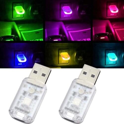 USB Colorful Car Lights Portable Night Lamp Sound Control Metal Music Romantic Car Atmosphere Interior Decor Wireless LED Light