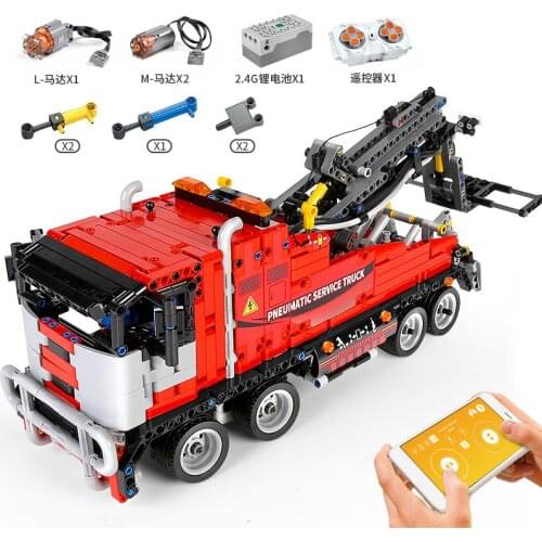 IN STOCK MOULDKING 19001 High-Tech Car Toys APP RC Motorized Pneumatic Service Truck Building Blocks Bricks Kids Christmas Gifts
