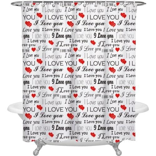 Waterproof Shower Curtains I Love You And Heart Shower Curtain Frabic Polyester Bathroom decor Curtain