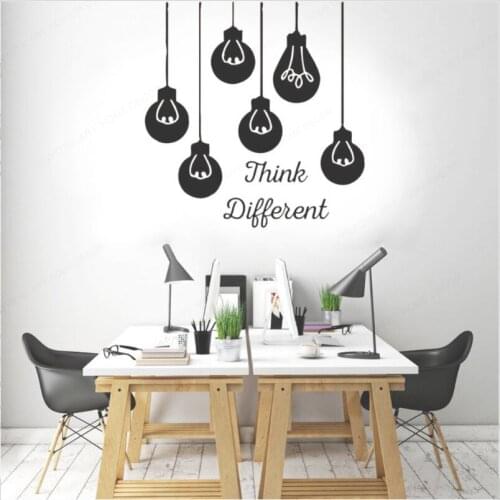 YOYOYU Think Different Quotes Business Office Wall Art Sticker Vinyl Interior Decor Light Bulb Decal Team Work Wall Decal HL133