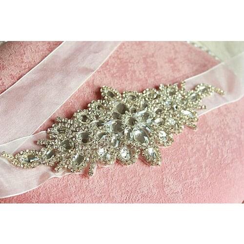 Handmade Women Wedding Accessories Crystal Wedding Belt Satin Rhinestone Evening Prom Dress Belt Bridal Ribbon Sash Bridesmaids