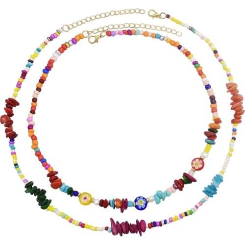 Nature Stone Pearl Necklaces for Women Bohemian Handmade Beads Double Choker Necklaces Jewelry Wedding Party Jewelry