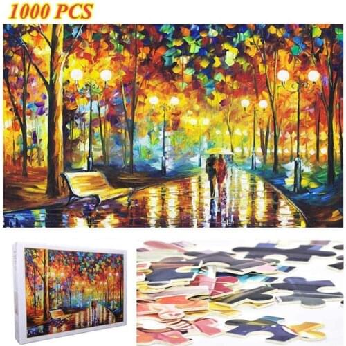 1000Pcs Walking in Rain Paper Jigsaw Puzzle Game Kids Children Intelligence Toy Education Cognition Toys
