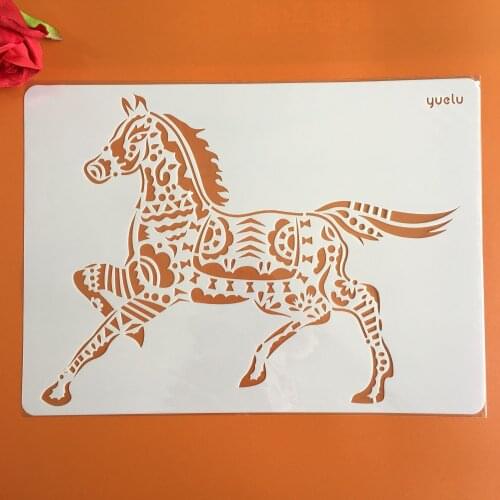 A4 29 * 21cm creative animal horse DIY stencil wall painting scrapbook coloring photo album decorative paper card template