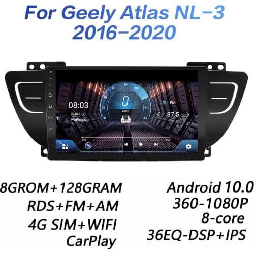 4GRAM+64GROM DSP 2 din Android 9.0 4G NET Car Radio Multimedia Video Player For Geely Atlas NL-3 2016 - 2020 WiFi BT carplay