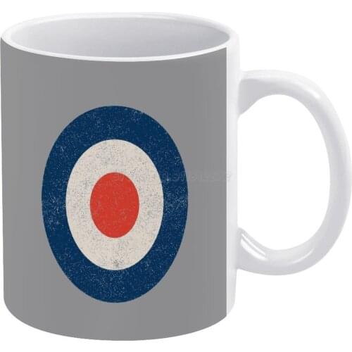 Mod Bullseye White Mug Coffee Mug 330ml Ceramic Home Milk Tea Cups and Mugs Travel Gift for Friends Bullseye Target Raf Royal