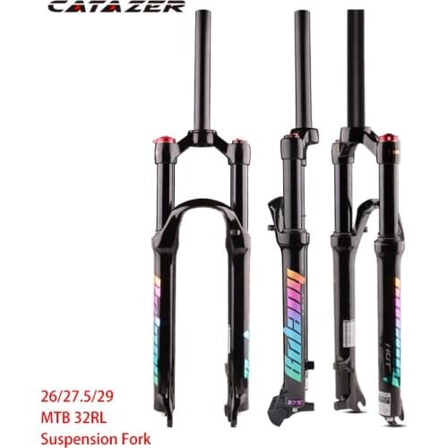 Catazer Magnesium Alloy 26/27.5/ 29er Supension Air 120mm MTB Straight Bike Fork Bicycle Accessories Mountain Bike Fork
