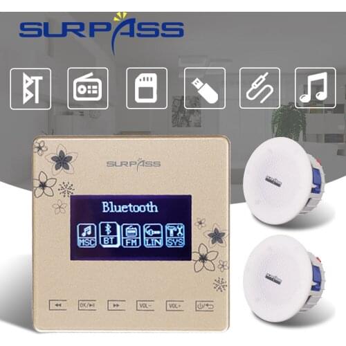 Bathroom Digital Stereo Bluetooth Wall Amplifier Power PA Ceiling Speaker for Home Audio Touch Key Amp Background Music System