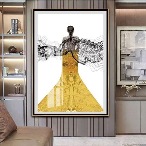 Spray Color Character Girl Woman Abstraction Geometry Red Blue Ribbon Canvas Painting Wall Picture Poster Living Room Decoration