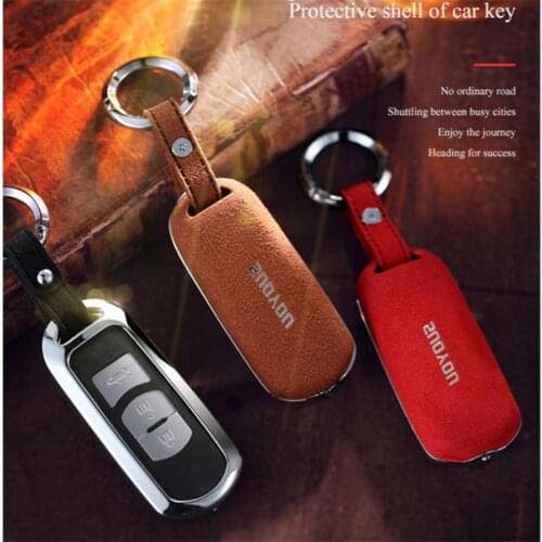 For MAZDA 2 3 5 6 8 CX-3 CX-5 CX-7 CX-9 Speed Miata MX5 RX 2 3 4 Buttons Suede Leather Zinc alloy Car Key Protection Case Cover