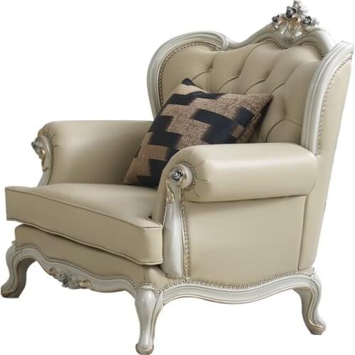 French leather solid wood sofa living room European leather sofa light luxury furniture combination furniture set