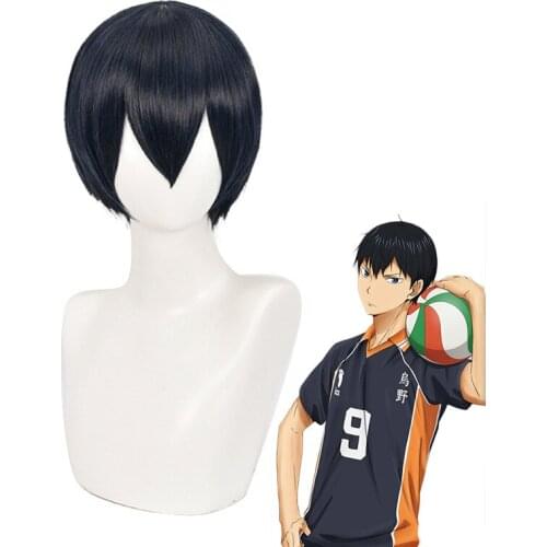 Haikyuu!! Kageyama Tobio Black Blue Short Wig Cosplay Costume Heat Resistant Synthetic Hair Haikiyu Karasuno Men Women Wigs