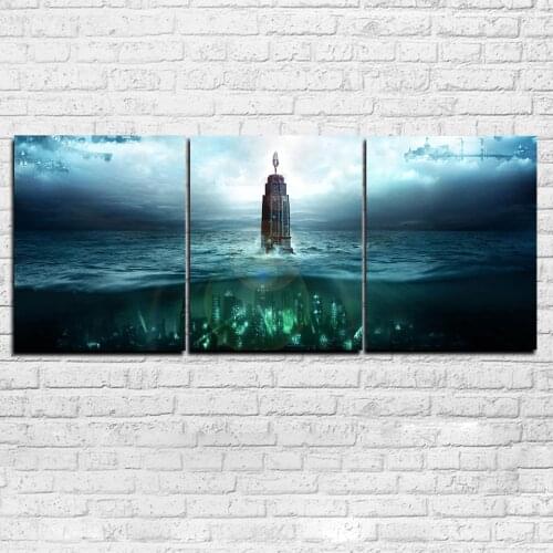 Canvas Poster Home Decor Wall Art Framework 3 Pieces Seabed Building Abstract Painting For Living Room