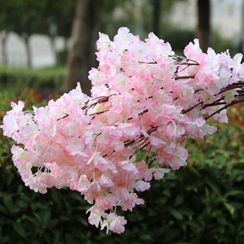 Three Branches for one Bouquet Artificial Cherry Blossom Flower Garland for Home Ornament Wedding Backdrop Arch Decoration