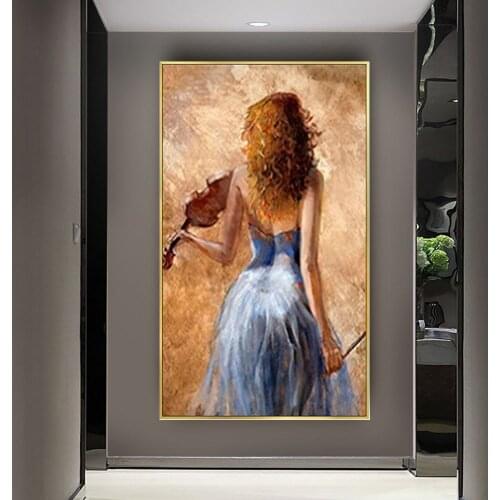 Handmade oil painting on canvas modern 100% Best Art violin and Lucy oil painting original directly from art Living room mural
