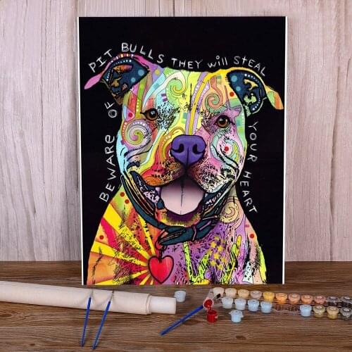 Animal Dog Schnauzer Coloring By Numbers Painting Complete Kit Acrylic Paints 50*70 Canvas Pictures New Design For Handiwork