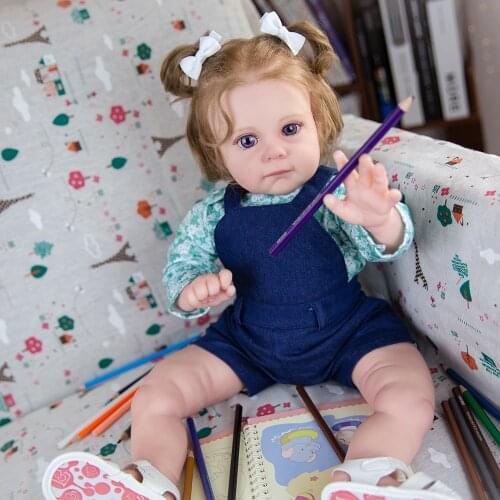 Hoomai 22" Clever Princess Reborn Baby Doll with Curls Hair Lifelike Soft Touch Educational Baby Gift