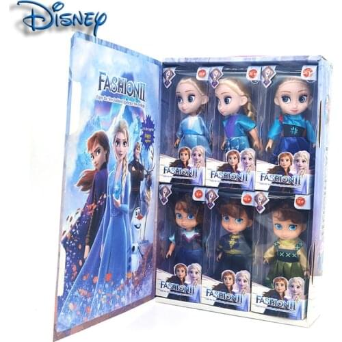 Disney play house dolls 6-pack collection collection gift box ice princess Aisha Anna can be changed into solid childrens toys