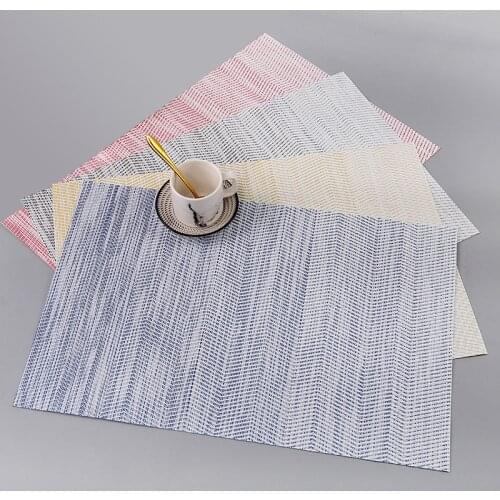 PVC Stripe Oil Water Resistant Non-slip Kitchen Placemat Coaster Insulation Pad Dish Coffee Cup Table Mat Home Hotel Decor 51073
