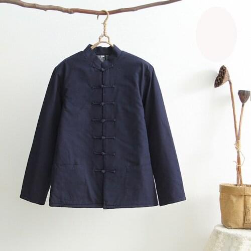 Winter New Mens 100% Cotton Wadded Jacket Traditional Chinese Clothes Han Suit Coat Kung Fu Tai Chi Uniform Male Thick Jacket