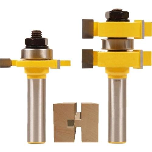 2pc 1/2" Shank Tongue & Groove Router Bit Set - Large Stock up to 1-1/4" Woodworking cutter Tenon Cutter for Woodworking Tools