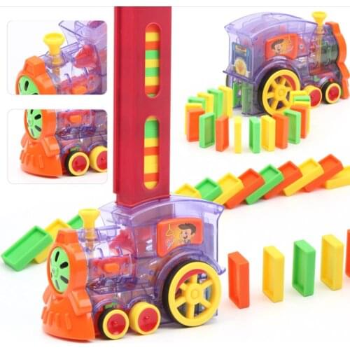 Kids Domino Train Car Set Sound Light Automatic Laying Domino Bricks Colorful Dominoes Blocks Game Educational DIY Toy Gift