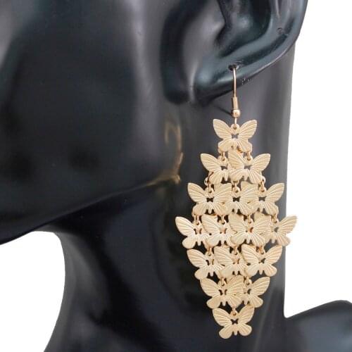 New Art Nouveau Ethnic Gold Multi Butterfly Insect Charm Filigree Dangle DropAnimal Earrings