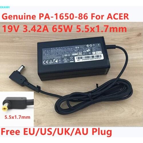 Genuine PA-1650-86 19V 3.42A 65W 5.5x1.7mm A11-065N1A AC Adapter For ACER ASPIRE E1 E5 Travelmate TM4750 TM5742 Laptop Charger