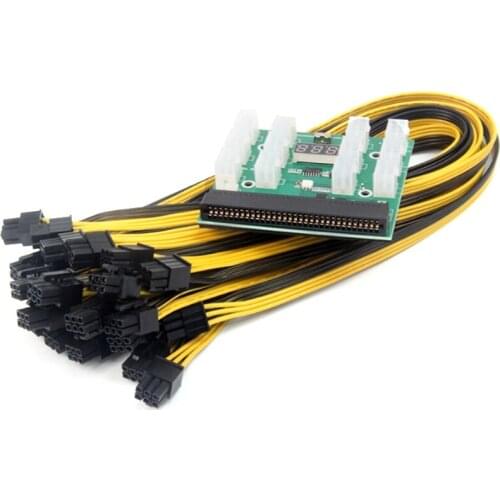 Server Power Conversion Board 12 Ports Breakout Board Plus 12Pcs 6Pin 50cm ie Cables with Toggle Switch