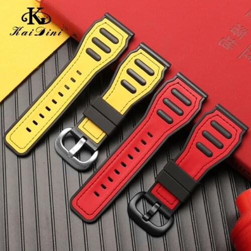 Silicone rubber watch bands Mechanical mens watches P3B/06/03 red yellow fashion Waterproof sports watch strap Bracelet 28mm