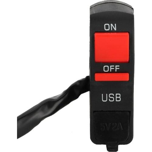 Motorcycle Head Light Switch 21-25mm Handlebar USB Charger Socket Motorcycle Ignition Switch Waterproof Motorbike Accessories