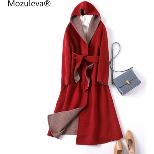 Mozuleva Double Side Cashmere Wool Coat Women Autumn Winter Japanese Style Loose Long Woolen Red Color Outwear Wool Trench Coat