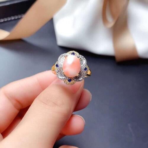 Natural High Quality Pink Coral Ring Real 925 Sterling Silver Fine Fashion Charming Luxurious Jewelry for Women Free Shipping