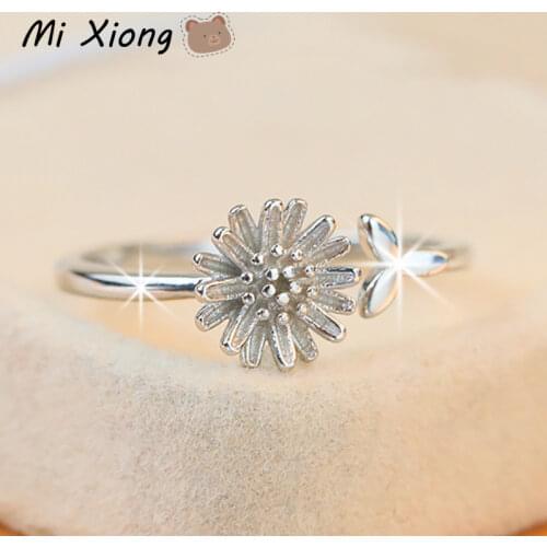 Mi Xiong s925 sterling silver elegant and fresh small daisy open ring elegant and lovely charm ladies brand silver jewelry