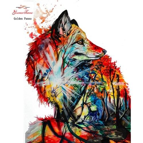 GOLDEN PANNO Diamond Painting Full Square 5D Diy Daimond Embroidery Diamant Mosaic Sale Displasy Broderie Diamant wolf 03