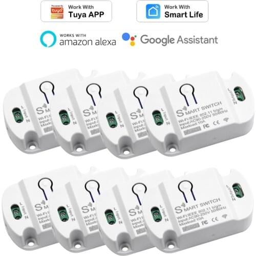 1-8PCS 10A Wireless Wifi Smart DIY Switch,Timing,Smart Home Automation Remote Control,Tuya Smart Life APP Alexa Google Home