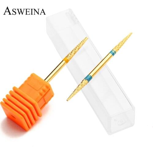 1pcs Carbide Rotary Milling Cutters Nail Drill Bit Gold Electric Burr Manicure Pedicure Machine Accessories Nail Art Files Tools