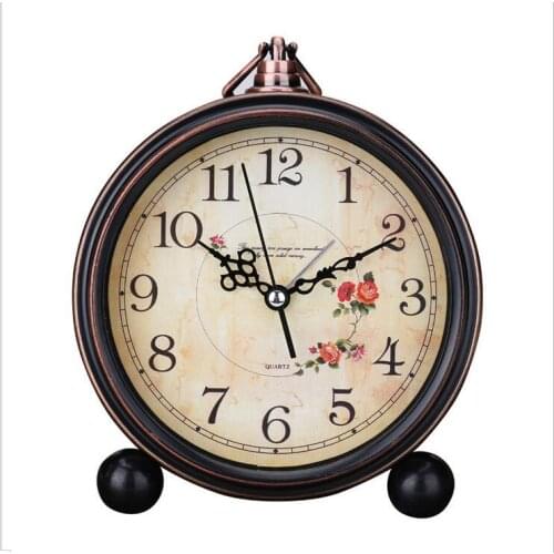 1 piece round shape Vintage Retro Alarm Clock Desktop for Kids Bedroom Silence No Ticking 7 styles for choice