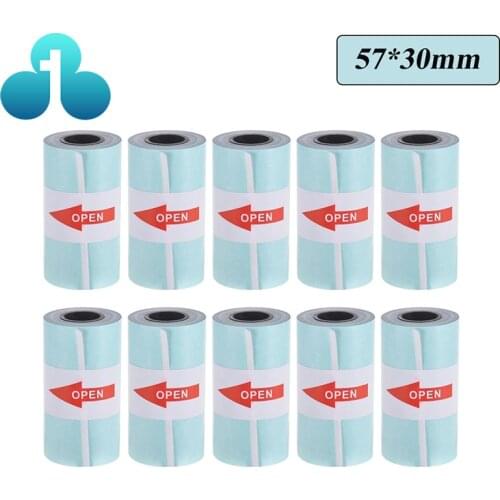 10 Rolls Printable Sticker Paper Roll Direct Thermal Paper Self-adhesive 57*30mm for PeriPage A6 Thermal Printer PAPERANG P1/P2