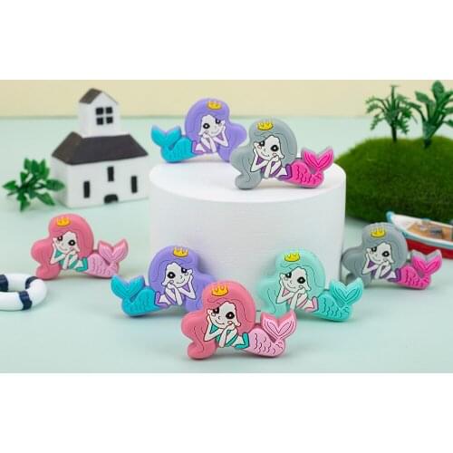 Sunrony 10pcs lot Cartoon Mini Mermaid Silicone Beads Baby Dummy Cartoon Pacifier Toy Accessories