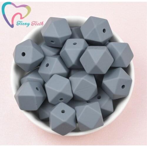 10 PCS Dim Gray 14-17MM Hexagon Silicone Beads Teething Baby Teether DIY Toy Baby Shower Gift Pacifier Chain Round 9-15 MM Beads