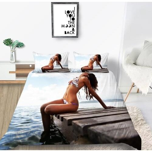New Arrival Sexy women in Bikini on the Beach printing bedding set duvet cover with pillowcases 2/3pcs